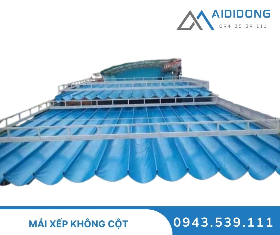 mái xếp không cột trong khổng gian mở