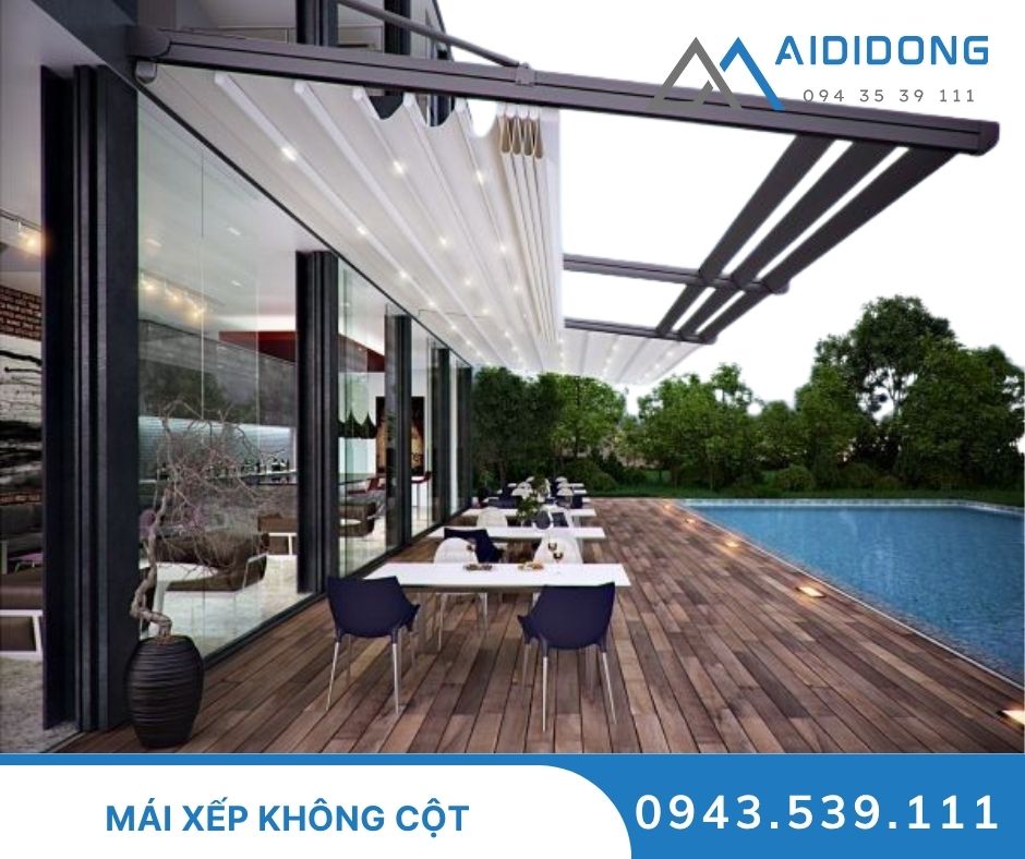 mái xếp không cột trong khổng gian mở