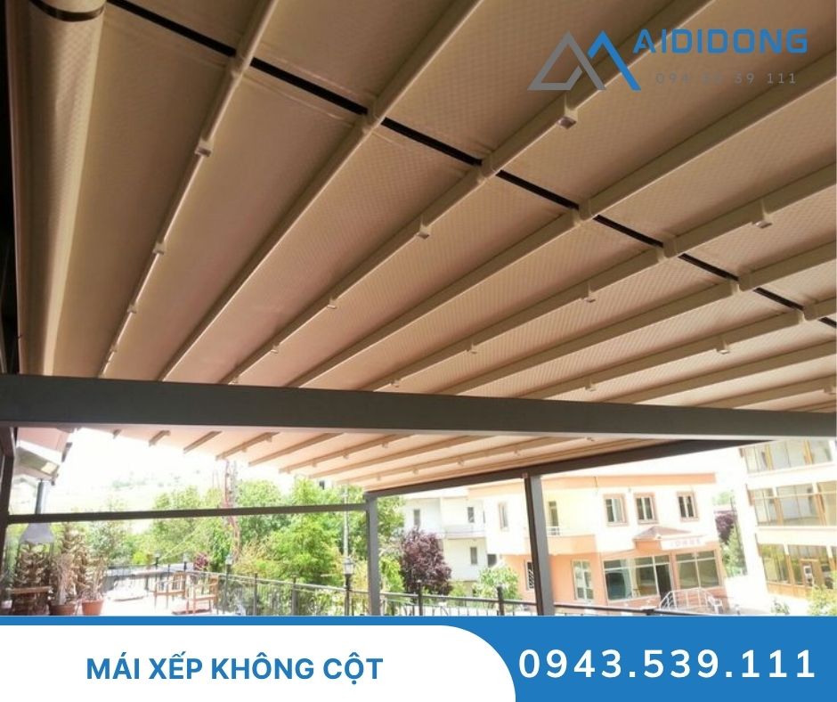 mái xếp không cột trong khổng gian mở