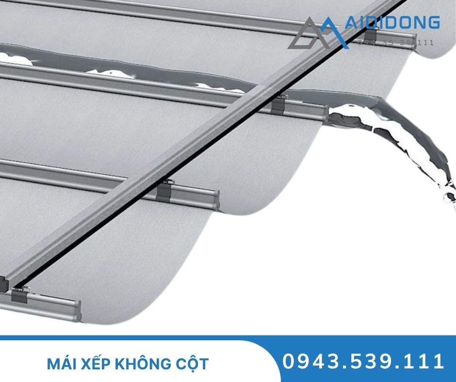 mái xếp không cột trong khổng gian mở