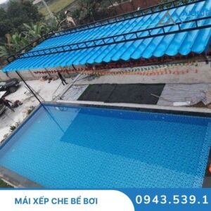 Mái xếp che bể bơi