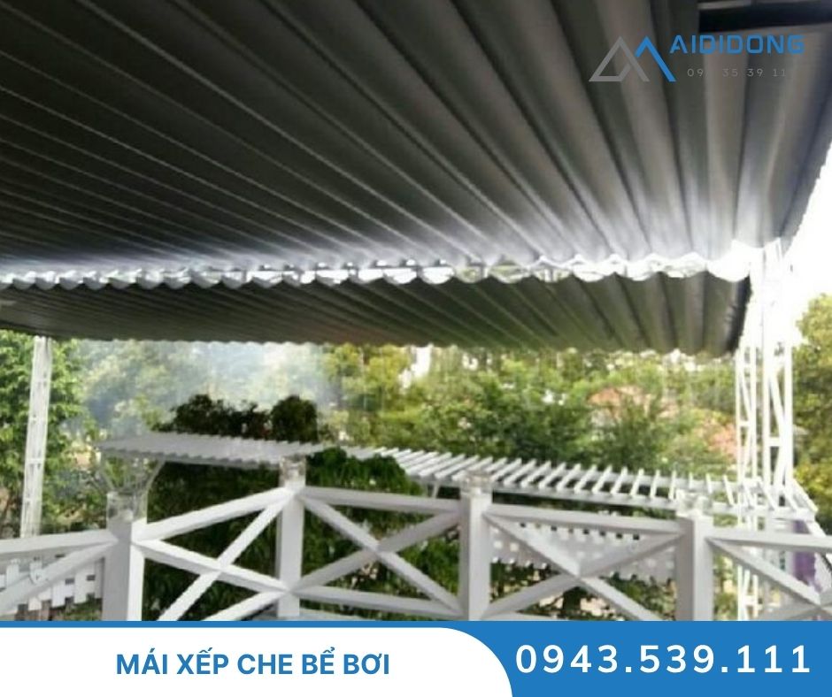 Mái xếp che bể bơi