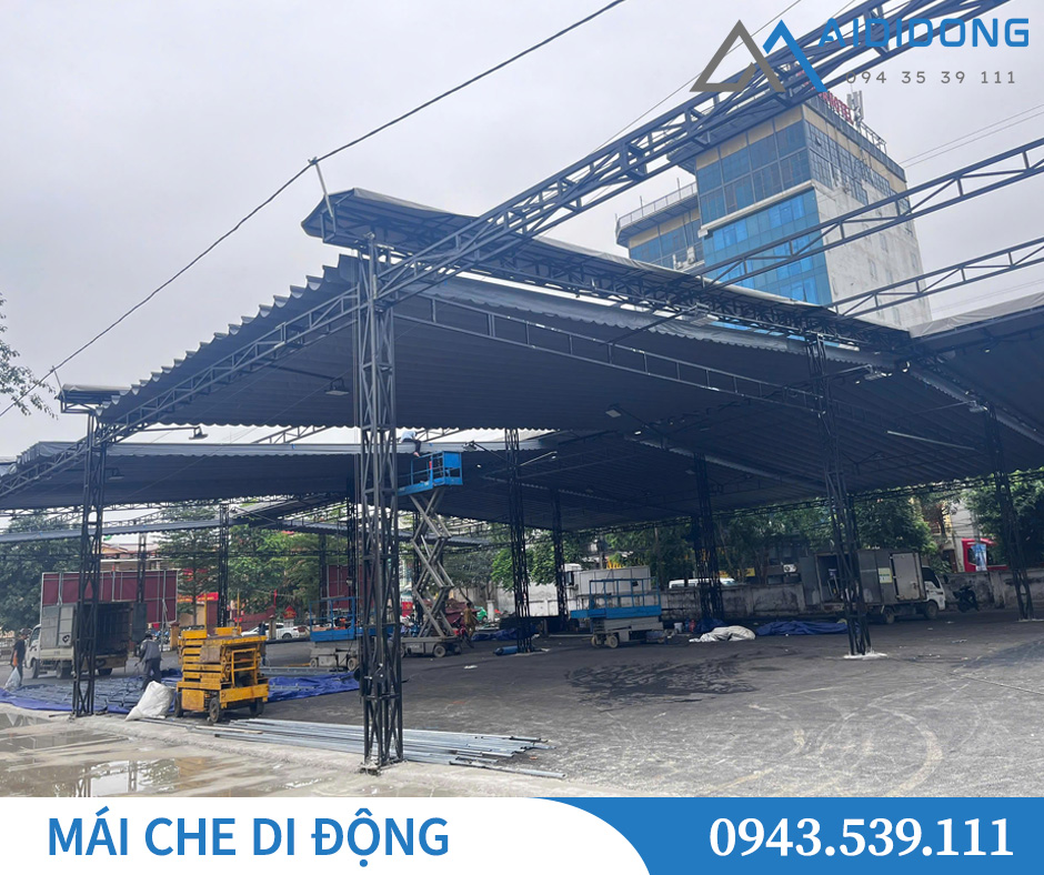 Mẫu mái che di động sử dụng bạt che nắng mưa chất lượng cao
